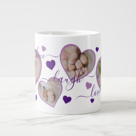 Live Laugh Love Photo Hearts Paars Grote Koffiekop