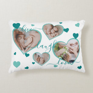 Live Laugh Love Photo hoort Blauwgroen Accent Pill Kussen