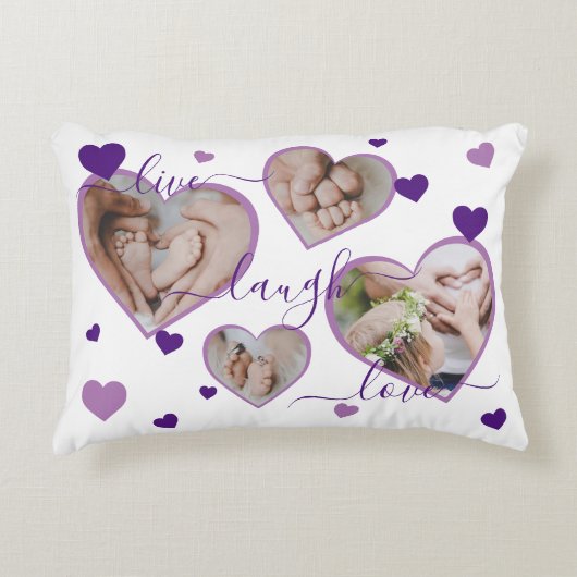 Live Laugh Love Photo hoort Paarse Accent Pillow Kussen (Voorkant)