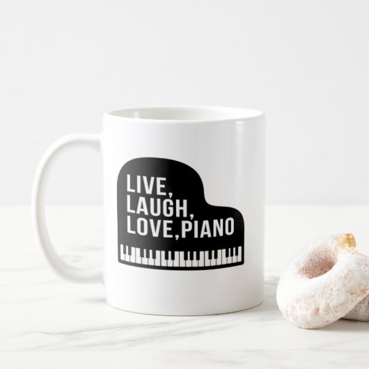 Live Laugh Love Piano Grand Piano Pianist Quote Koffiemok (Met donut)