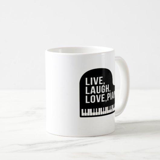 Live Laugh Love Piano Grand Piano Pianist Quote Koffiemok (Voorkant rechts)