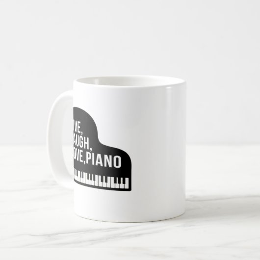 Live Laugh Love Piano Grand Piano Pianist Quote Koffiemok (Voorkant links)