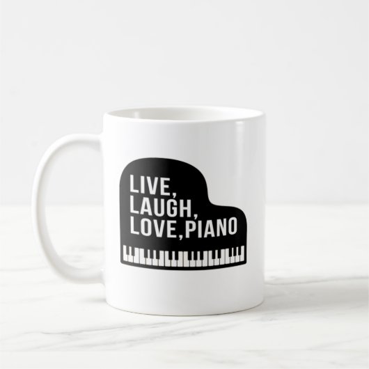 Live Laugh Love Piano Grand Piano Pianist Quote Koffiemok (Links)