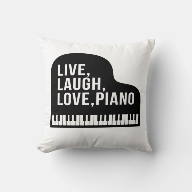 Live Laugh Love Piano Grand Piano Pianist Quote Kussen (Voorkant)