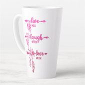 Live, Laugh, Love, Pink Ombre Boho Latte Mok (Linkerhoek)