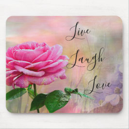 Live Laugh Love Pink Rose Muismat