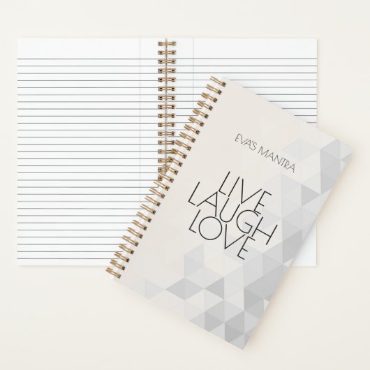 LIVE LAUGH LOVE Quote Grijs Tan Custom Modern Notitieboek (Binnen)