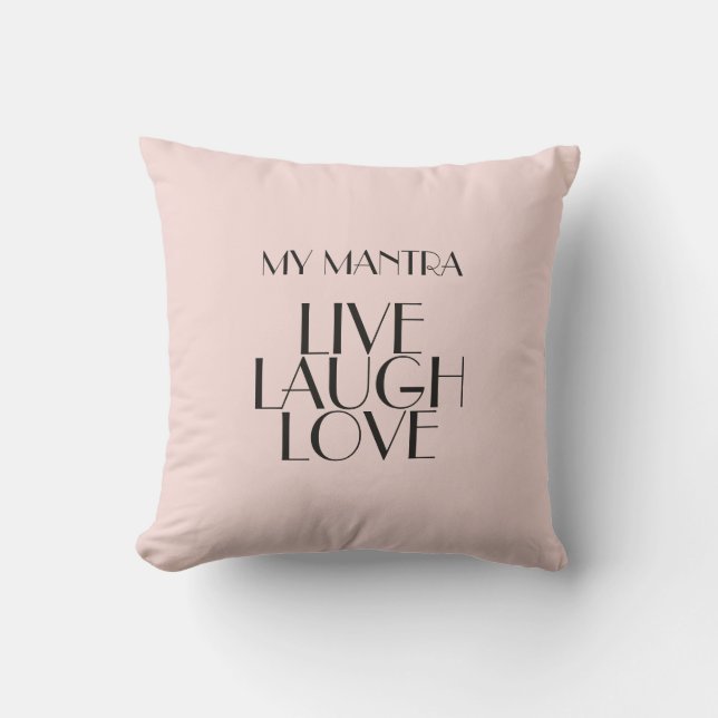 LIVE LAUGH LOVE Quote Minimal Rosewater Modern Kussen (Voorkant)