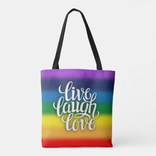 Live Laugh Love Rainbow All-Over-Print Canvas tas (Achterkant)