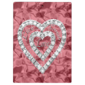 Live Laugh Love Red Diamond Hearts Cliboard Klembord (Achterkant)