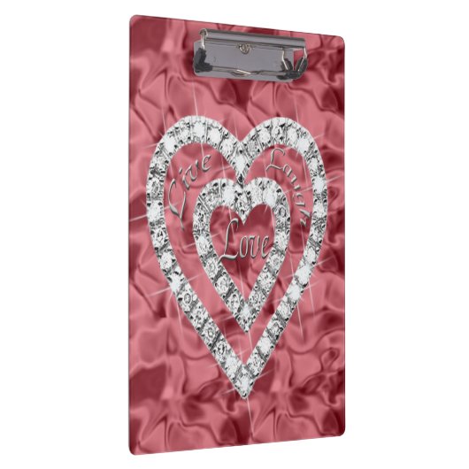 Live Laugh Love Red Diamond Hearts Cliboard Klembord (Rechts)