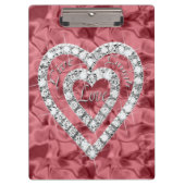 Live Laugh Love Red Diamond Hearts Cliboard Klembord (Voorkant)