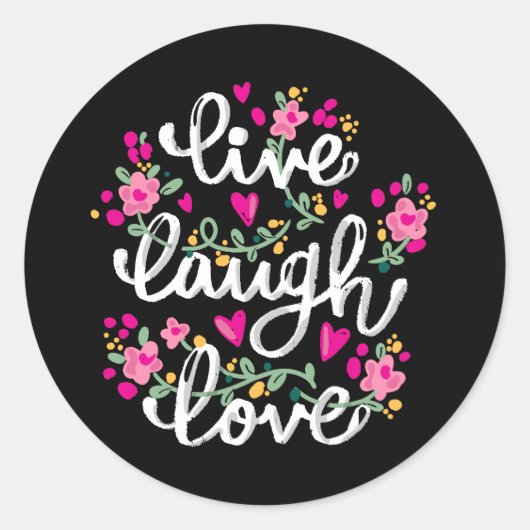 Live Laugh Love Ronde Sticker (Voorkant)