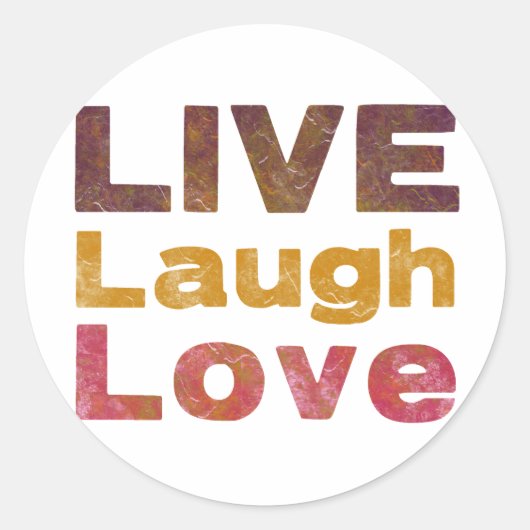 Live Laugh Love Ronde Sticker (Voorkant)