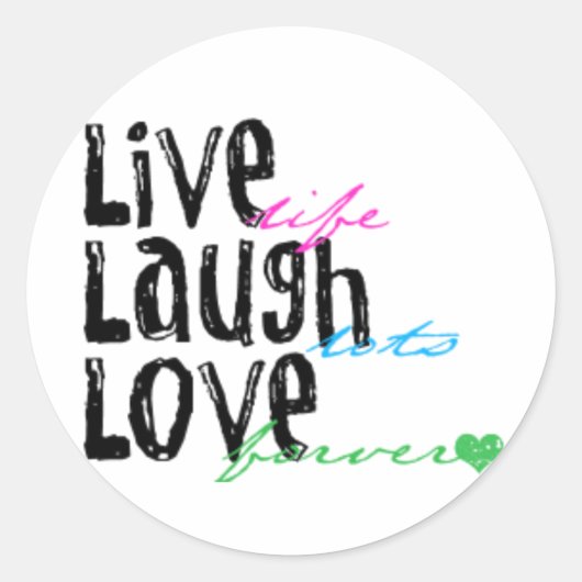 Live Laugh Love Ronde Sticker (Voorkant)