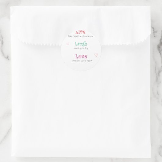 Live Laugh Love Ronde Sticker (Tas)