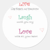Live Laugh Love Ronde Sticker (Voorkant)
