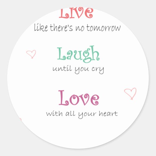 Live Laugh Love Ronde Sticker (Voorkant)