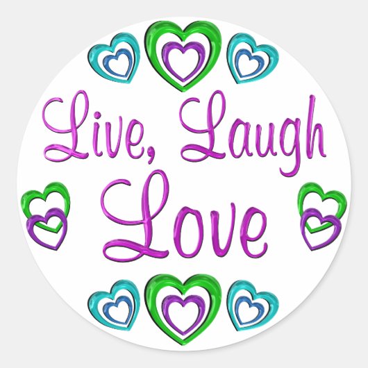Live Laugh Love Ronde Sticker (Voorkant)