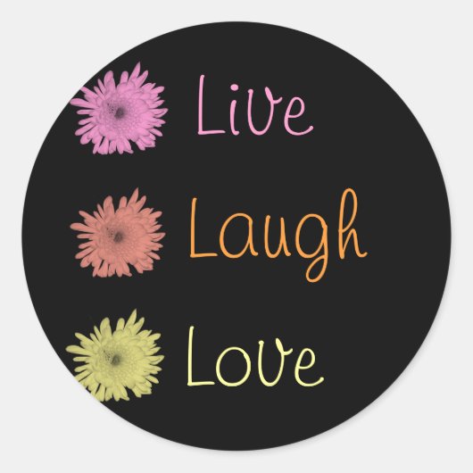 Live Laugh Love Ronde Sticker (Voorkant)