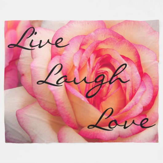 Live Laugh Love Roos Fleece Deken (Voorkant (Horizontaal))