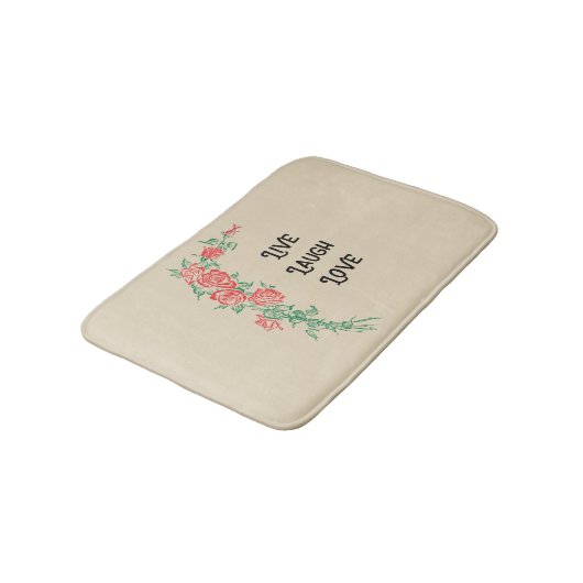 Live Laugh Love Roos Pattern Bath Mat (Gekanteld)