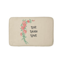 Live Laugh Love Roos Pattern Bath Mat