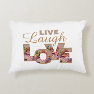 Live, Laugh, Love Rustic Floral Letters Accent Kussen