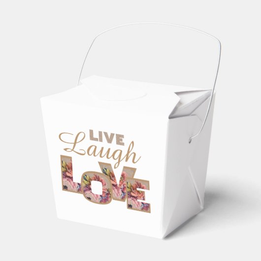 Live, Laugh, Love Rustic Floral Letters Bedankdoosjes (Voorkant Zijde)