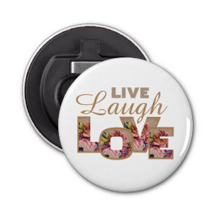 Live, Laugh, Love Rustic Floral Letters Button Flesopener