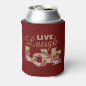 Live, Laugh, Love Rustic Floral on Burgundy Blikjeskoeler (Blikje Achterkant)