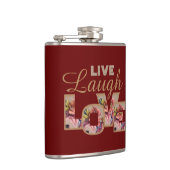 Live, Laugh, Love Rustic Floral on Burgundy Heupfles (Rechts)