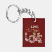 Live, Laugh, Love Rustic Floral on Burgundy Sleutelhanger (Voorkant Links)