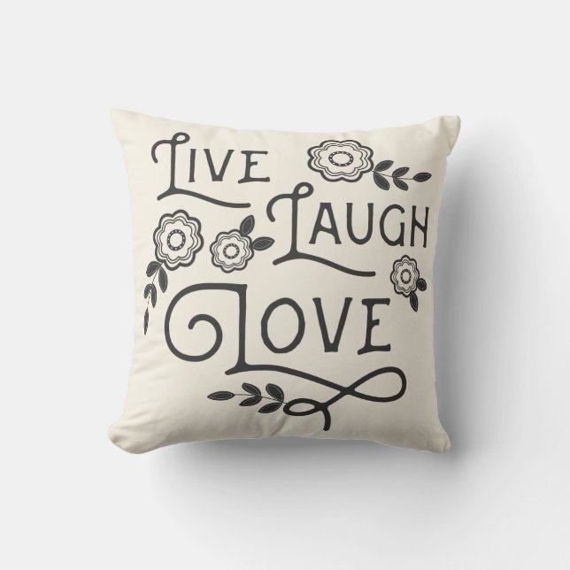 Live Laugh Love Sierkussen - Grey and Cream (Voorkant)