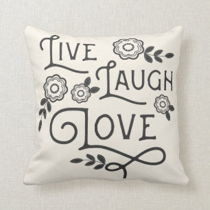 Live Laugh Love Sierkussen - Grey and Cream