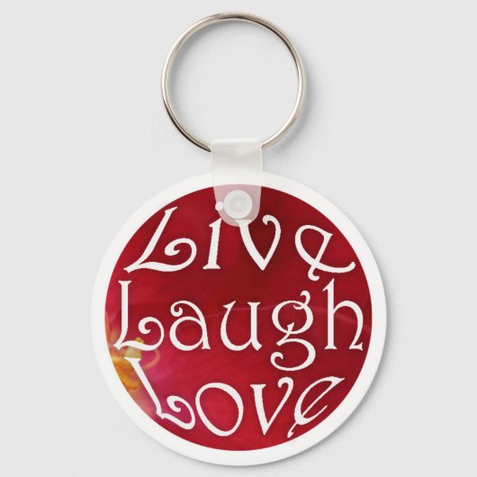 Live Laugh Love Sleutelhanger in Red (Voorkant)