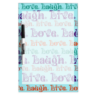 Live Laugh Love Smoedige woorden Blauwgroen Blauw Whiteboard