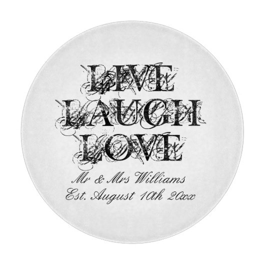 Live Laugh Love-snijbord voor bruiloft Snijplank (Voorkant)