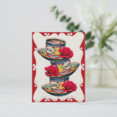 Live Laugh Love Stapked Teacups Briefkaart (Staand voorkant)