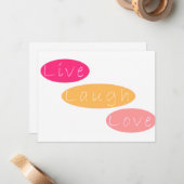 Live Laugh Love Stationery Notitiekaartje (Voorkant / Achterkant in situ)