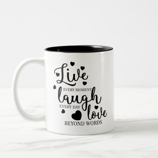 Live Laugh Love Tweekleurige Koffiemok (Links)