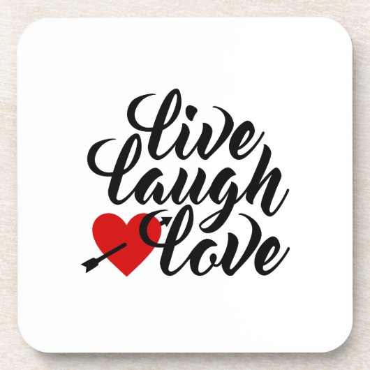 Live Laugh Love Valentijn Calligraphy | ONDERZETTE Bier Onderzetter (Voorkant)