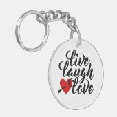 Live Laugh Love Valentijn Kalligrafie | Button Sle Sleutelhanger (Voorkant Links)