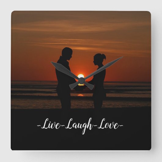 Live Laugh Love Vierkante Klok (Voorkant)