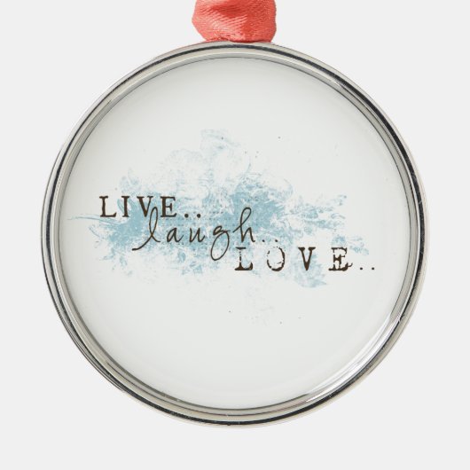 Live Laugh Love word art Kerstversiering Metalen Ornament (Voorkant)