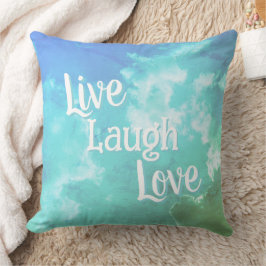 Live Laugh Love Worpillow | Blauwe Aqua Wolken Kussen