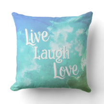 Live Laugh Love Worpillow | Blauwe Aqua Wolken