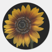 Live Laugh Love zonnebloem ontwerp Ronde Sticker (Voorkant)