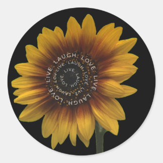 Live Laugh Love zonnebloem ontwerp Ronde Sticker