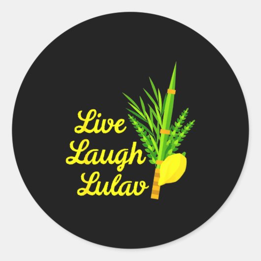 Live Laugh Lulav Etrog Happy Sukkot Jewish Sukkah Ronde Sticker (Voorkant)